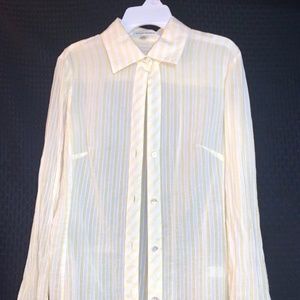 Banana Republic Yellow/white Striped Button Down S